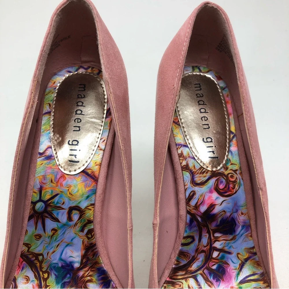 Madden Girl Open Square Toe Blush Pink Platforms Size 7